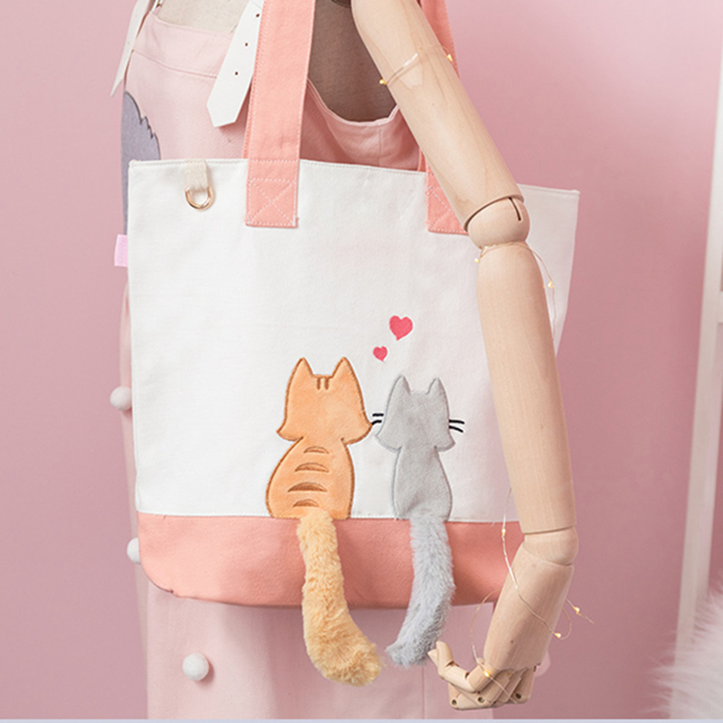New couple style canvas bag female Japanese single shoulder large capacity handbag student canvas bag