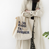 Original large capacity strong durable SUMMER letter canvas bag Japanese and Korean art style simple shoulder cotton bag
