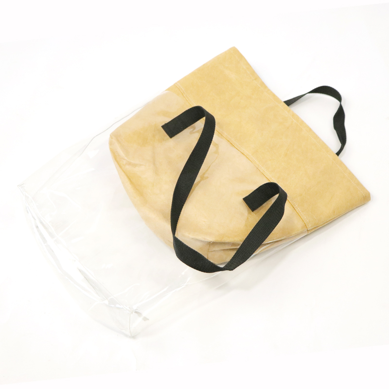 Transparent Pvc Shopping Single Shoulder Bag With Inner Tyvek Bag