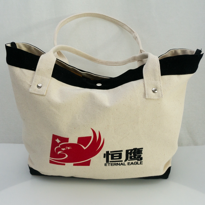 Logo printed custom canvas tote bag natural eco friendly cotton shopping bag promotion