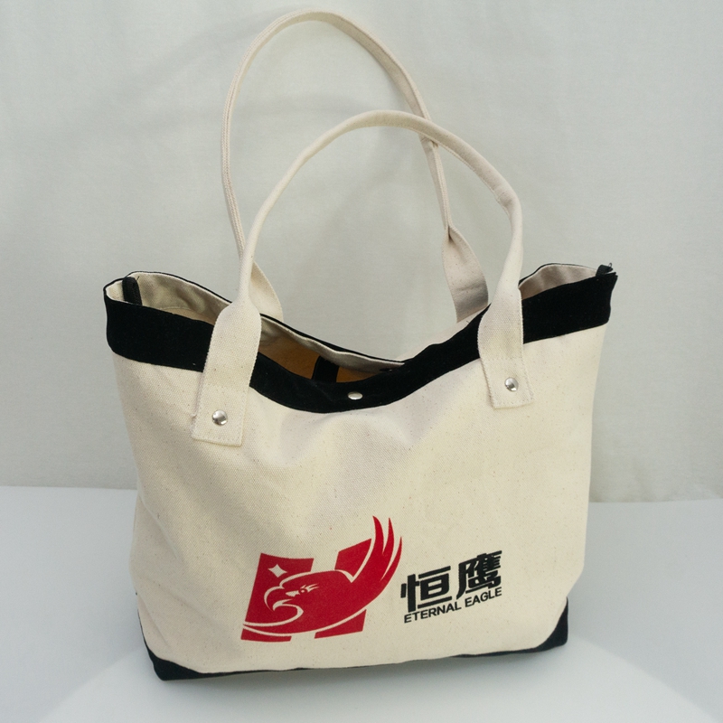 Logo printed custom canvas tote bag natural eco friendly cotton shopping bag promotion