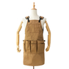 New Design polyester cotton shoulder pad multi-pocket storage tool outdoor waxed canvas apron