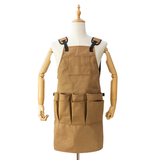 New Design polyester cotton shoulder pad multi-pocket storage tool outdoor waxed canvas apron