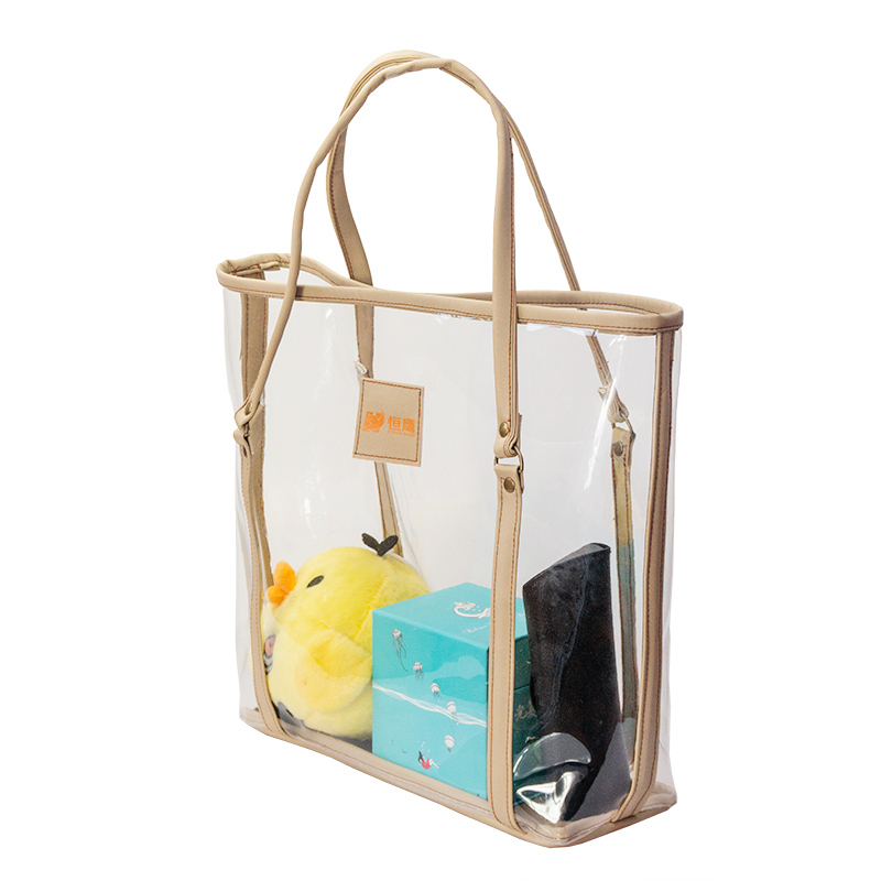 FREE DELIVERY Simple fashion transparent spliced PVC tote bag