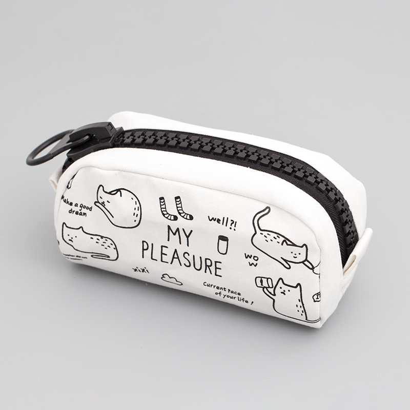 Korean version of the new simple canvas large capacity pencil bag zipper stationery bag