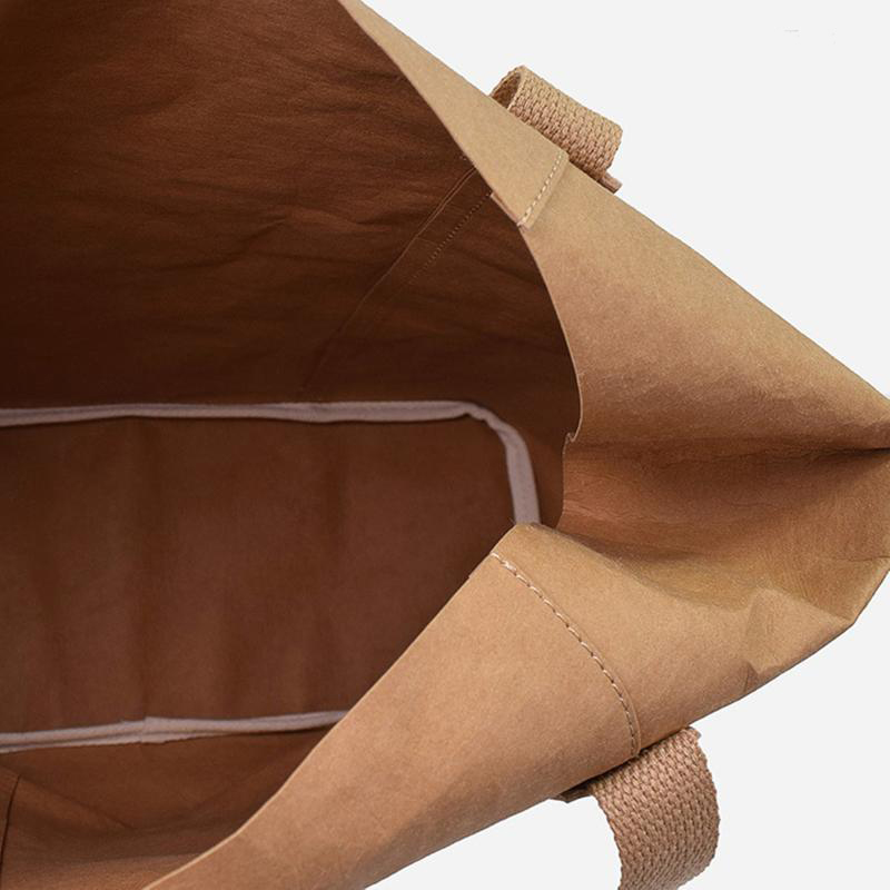 New simple retro large capacity single shoulder bag dupont paper tyvek washed kraft paper tote shopping bag with logo custom