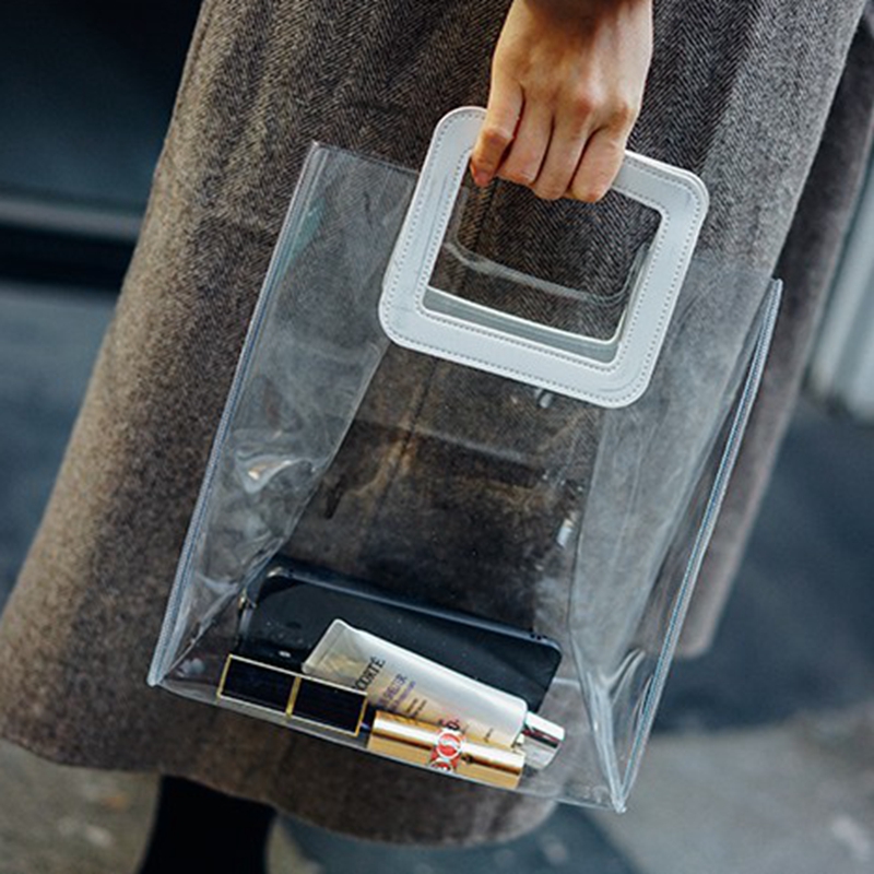 Transparent pvc custom ins activity gift bag high-grade cosmetics packaging shopping bag