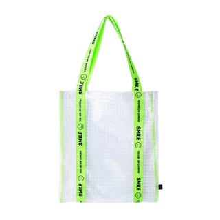 Grid transparent shoulder bag Korean version of the personality tote bag PVC Messenger bag
