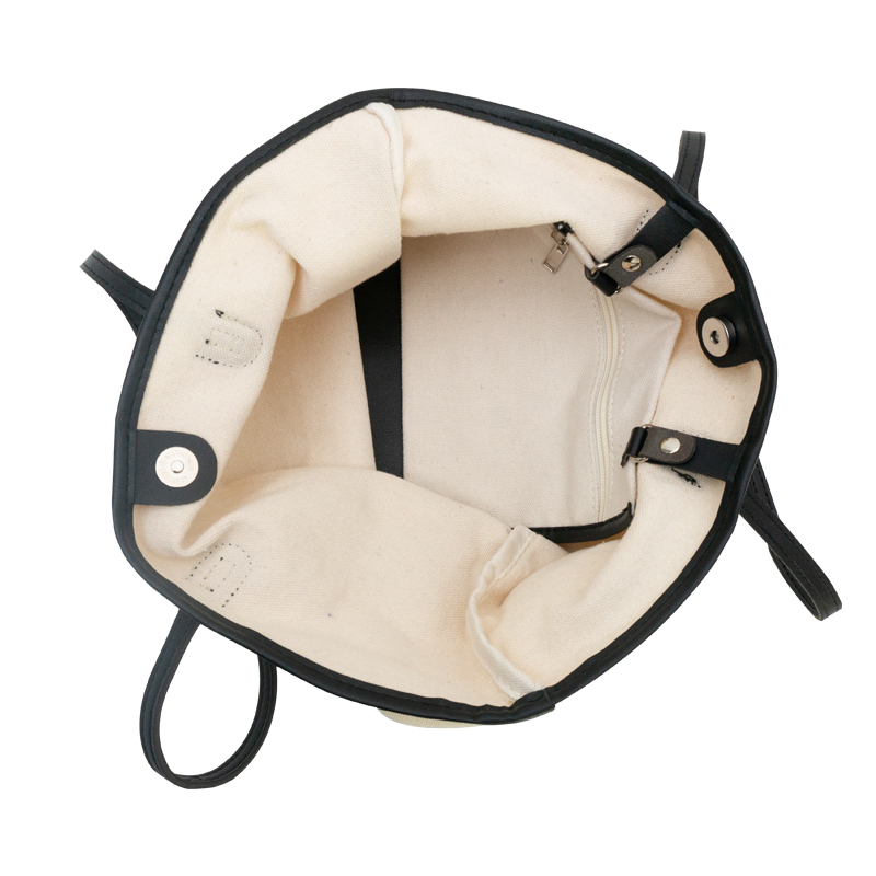 High quality reusable strong and durbale polyester cotton canvas tote shopping bag with leather handle