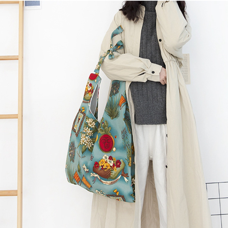 New Art Illustration Ins style Canvas Bag Female Canvas Shoulder Shopping Bag Student Korean Fashion Cotton Bag