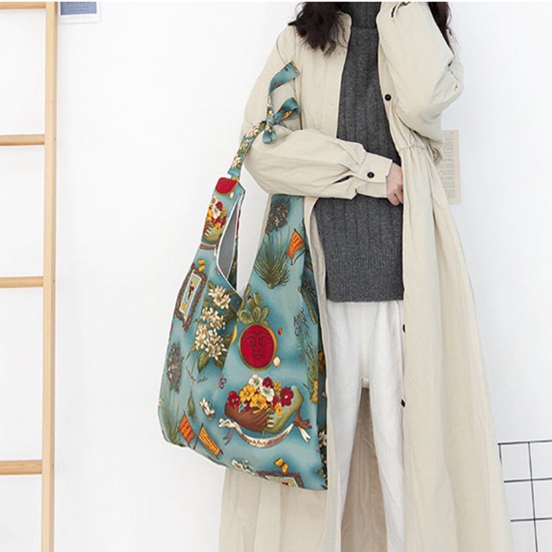 New Art Illustration Ins style Canvas Bag Female Canvas Shoulder Shopping Bag Student Korean Fashion Cotton Bag