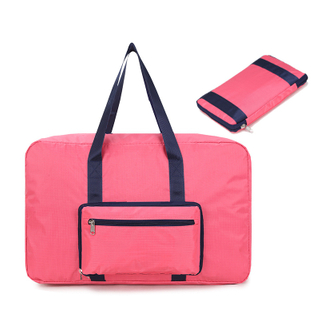 Waterproof foldable 210d oxford cloth fabric large capacity short travel bag for trolley case use