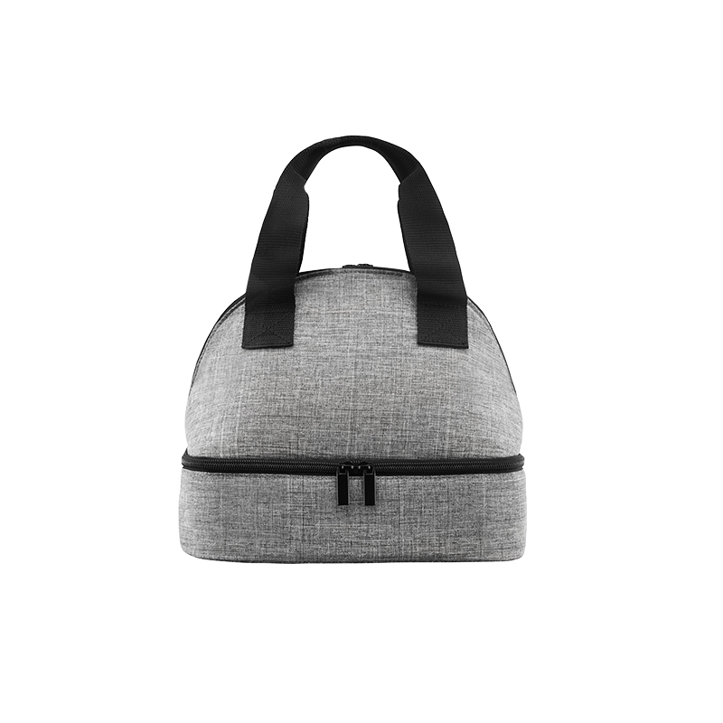 Portable large double insulated bag high quality durable polyester cotton canvas lunch zipper bag
