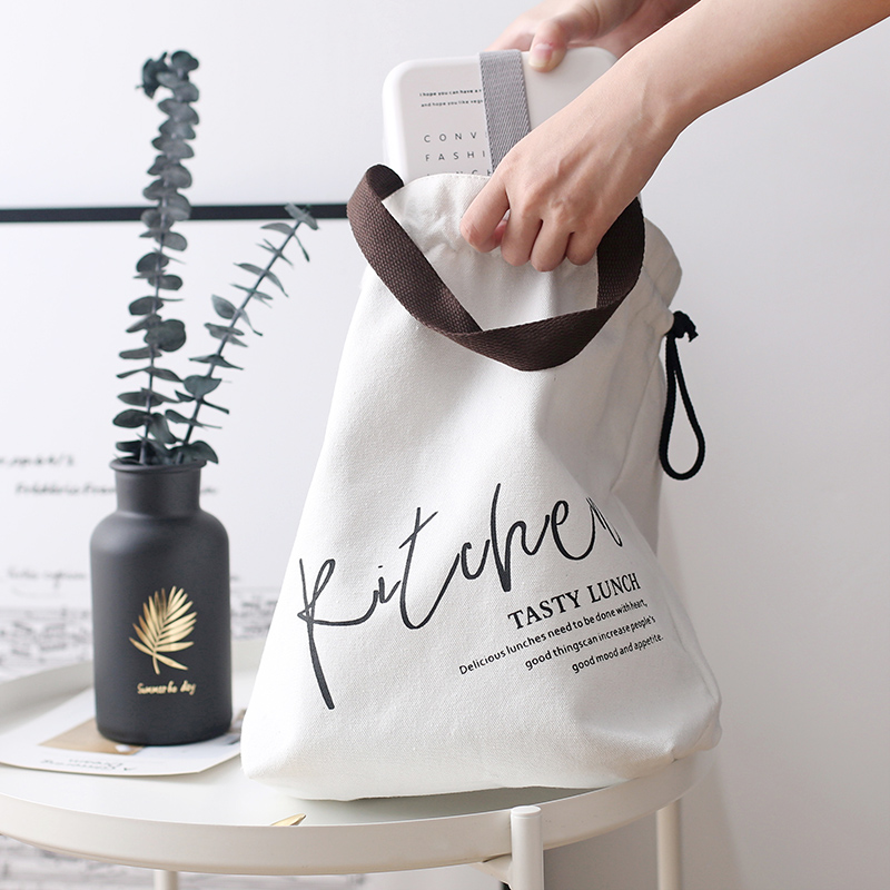 Nordic cotton cloth portable beam lunch bag waterproof cloth lovers lunch box bag storage bag