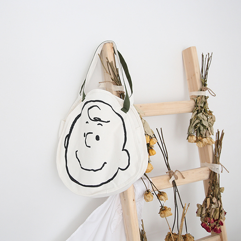 Cartoon simple canvas bag wild art retro student shoulder bag large capacity handbag