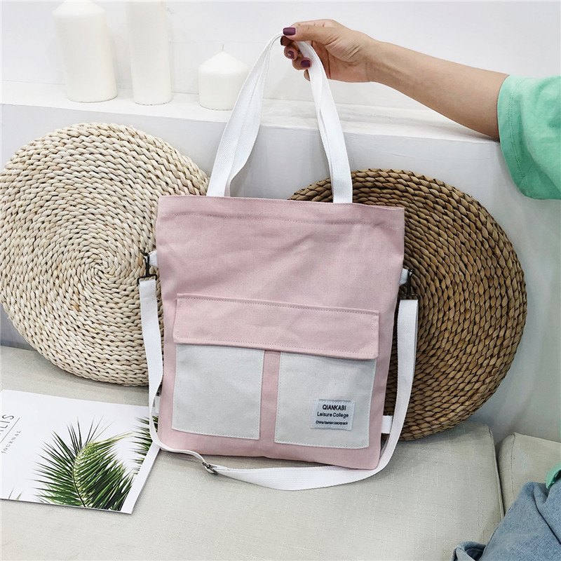 New style multifunction practical and poratble eco friendly fabric breathable cotton canvas tote messenger backpack bag for student