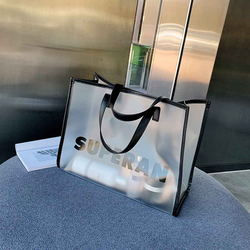 New style orginal design one-shoulder pvc jelly transparent female bag large tote shopping bag