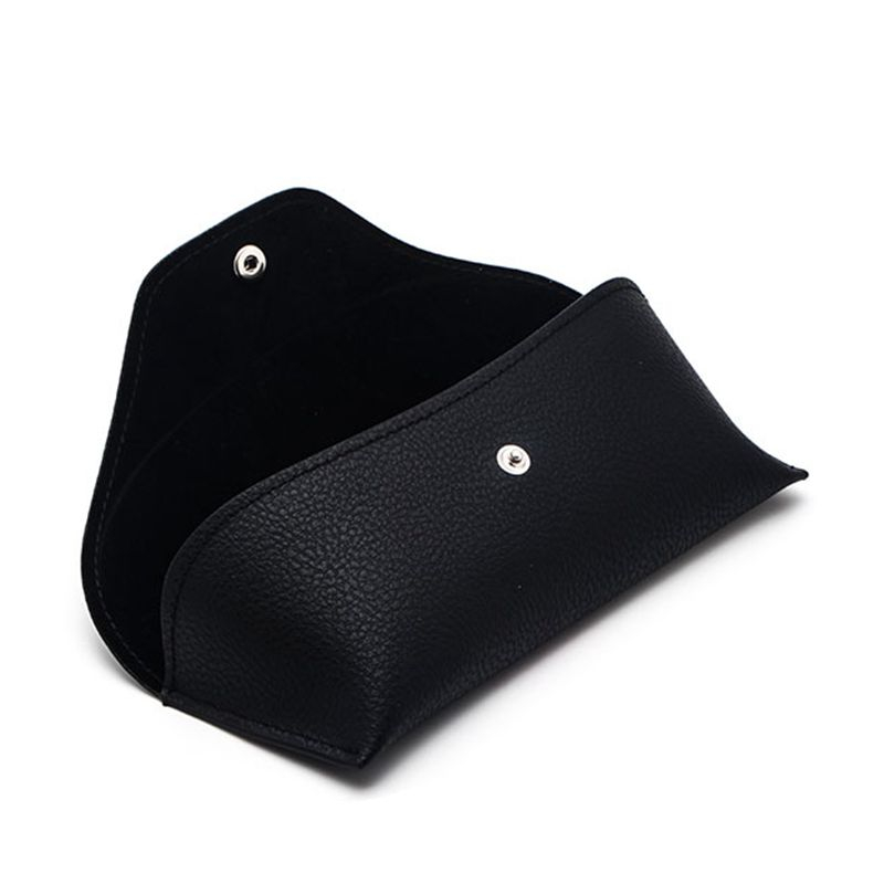 Retro lightweight portable pu leather glasses bag with metal buckle