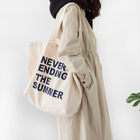 Original large capacity strong durable SUMMER letter canvas bag Japanese and Korean art style simple shoulder cotton bag