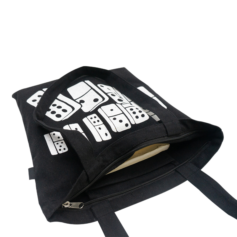 Standard 8oz 35x40cm logo silk printing fashion personalized canvas zipper bag