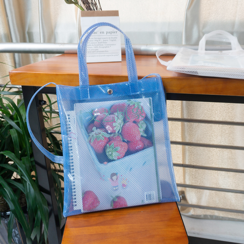 Transparent Pvc Mesh Tote Single Shoulder Bag Waterproof Recyclable Shopping Bag For Women