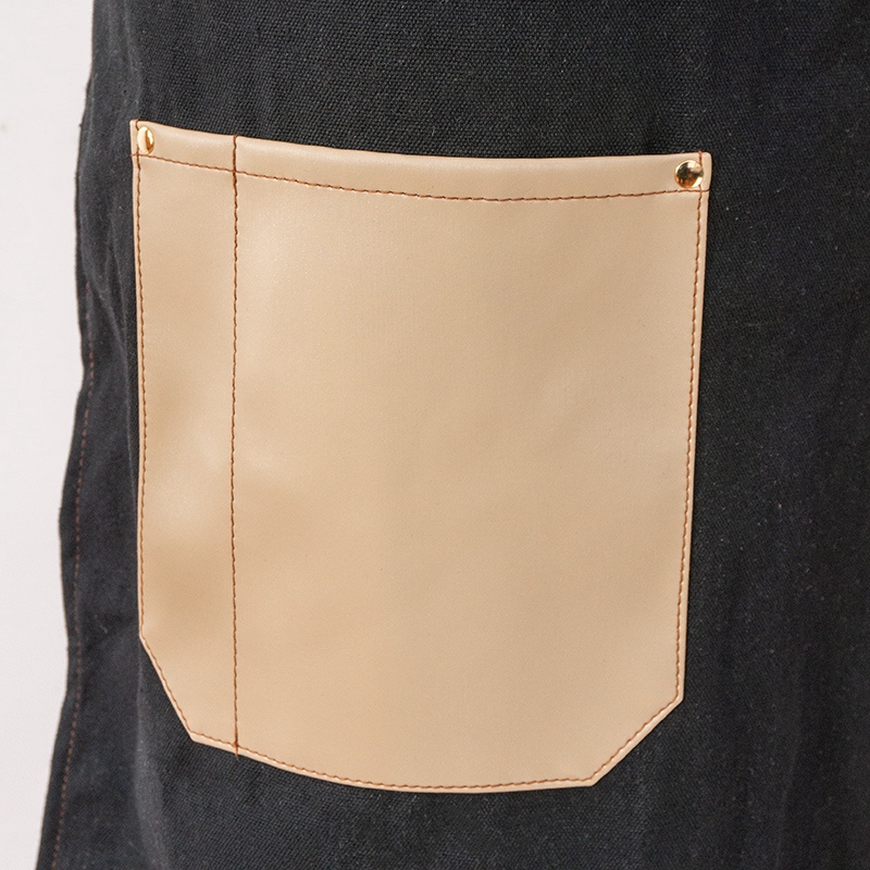 Wholesale Washable comfortable Cheap black Unisex kitchen apron canvas Apron with Pockets