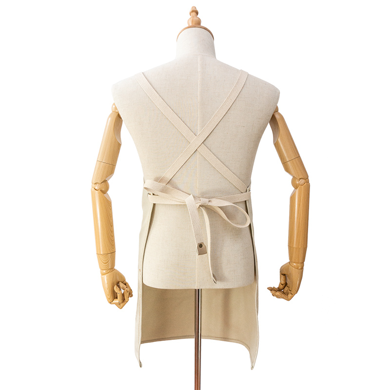 Simple white pu leather stitching kitchen canvas apron