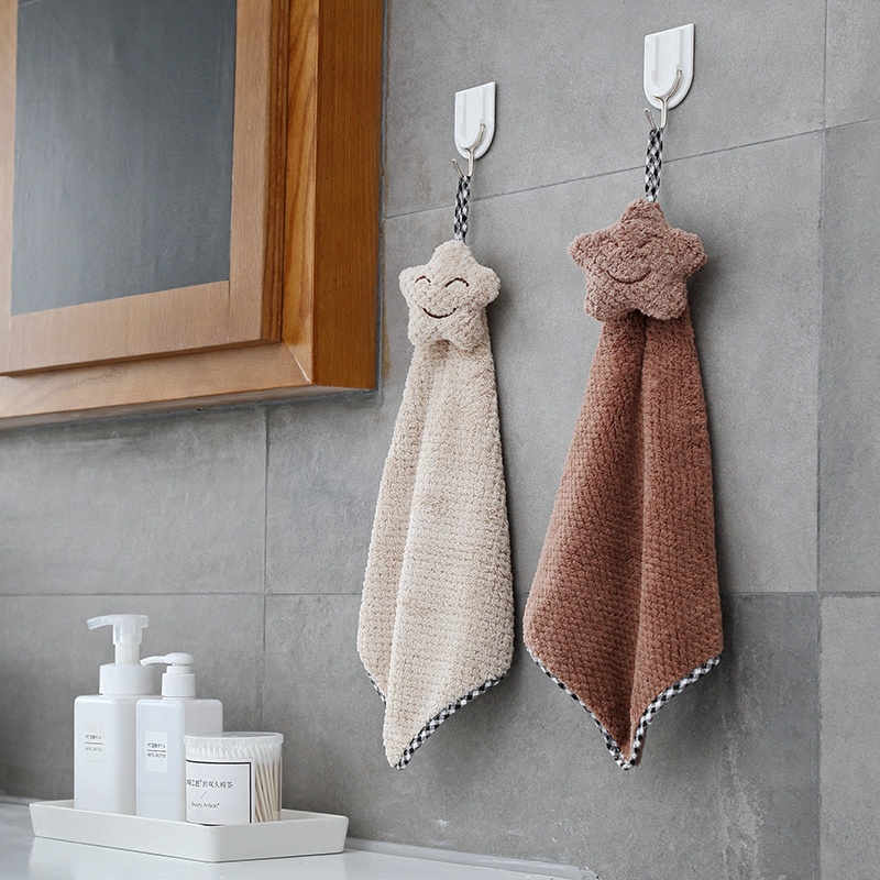 Creative design coral velvet cleaning cloth hanging hand towel