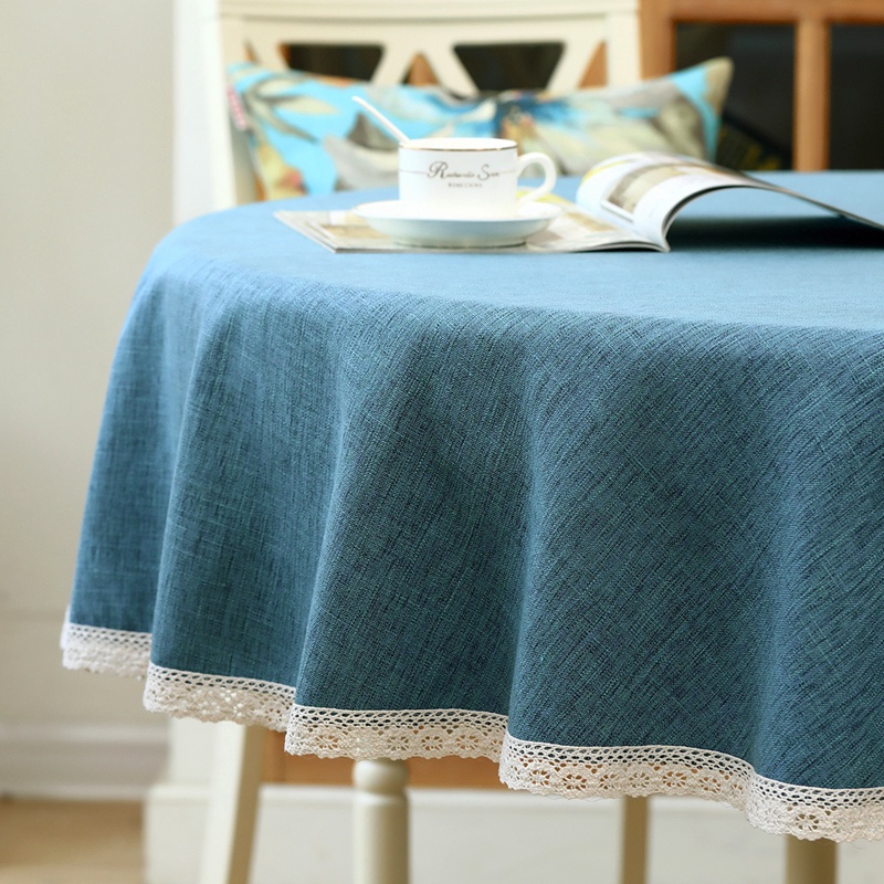 American solid color large round table cloth tea table is simple and modern