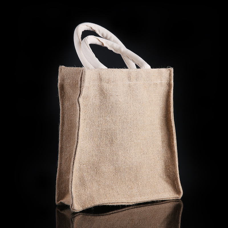 Jute retro round handle tote bag environmental handmade gift bag custom LOGO