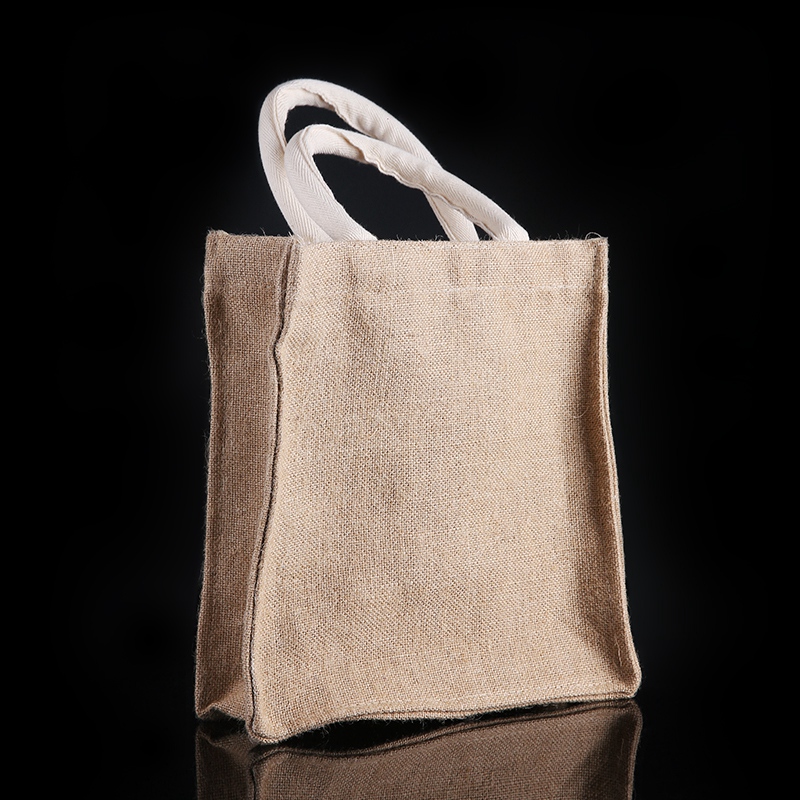 Jute retro round handle tote bag environmental handmade gift bag custom LOGO