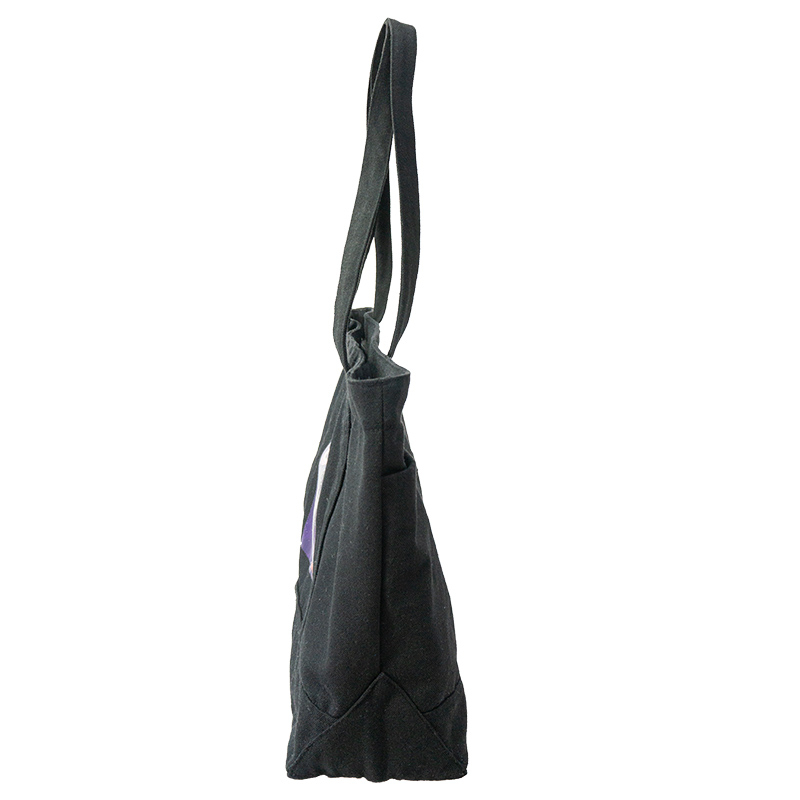 Large black cotton canvas outer space printing shopping bag single-shoulder bag wholesale