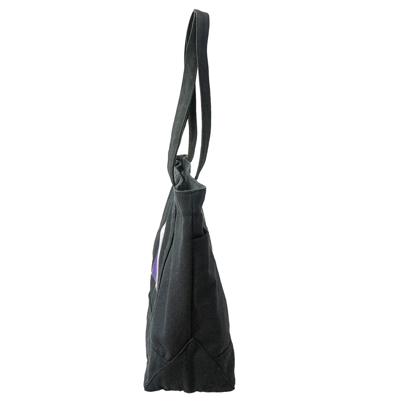 Large black cotton canvas outer space printing shopping bag single-shoulder bag wholesale