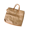 Horizontal large washed kraft paper shopping bag