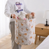 China Supplier logo printing custom cartoon cotton linen fabric pe waterproof craft laundry basket