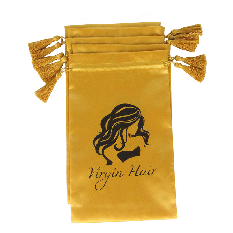 Wolesale bulk low price promotional logo custom personalized satin gift bag for wig package