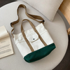 Large capacity new contrast color canvas Messenger bag female ins shoulder canvas bag casual simple tote bag