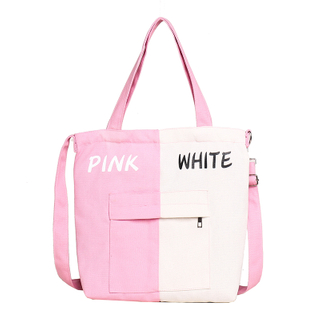New canvas splicing women shopping messenger bag with a variety of colors and eco friendly breathable cotton material