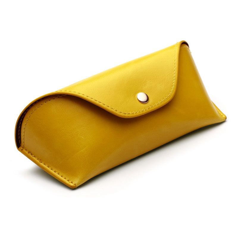 Retro lightweight portable pu leather glasses bag with metal buckle