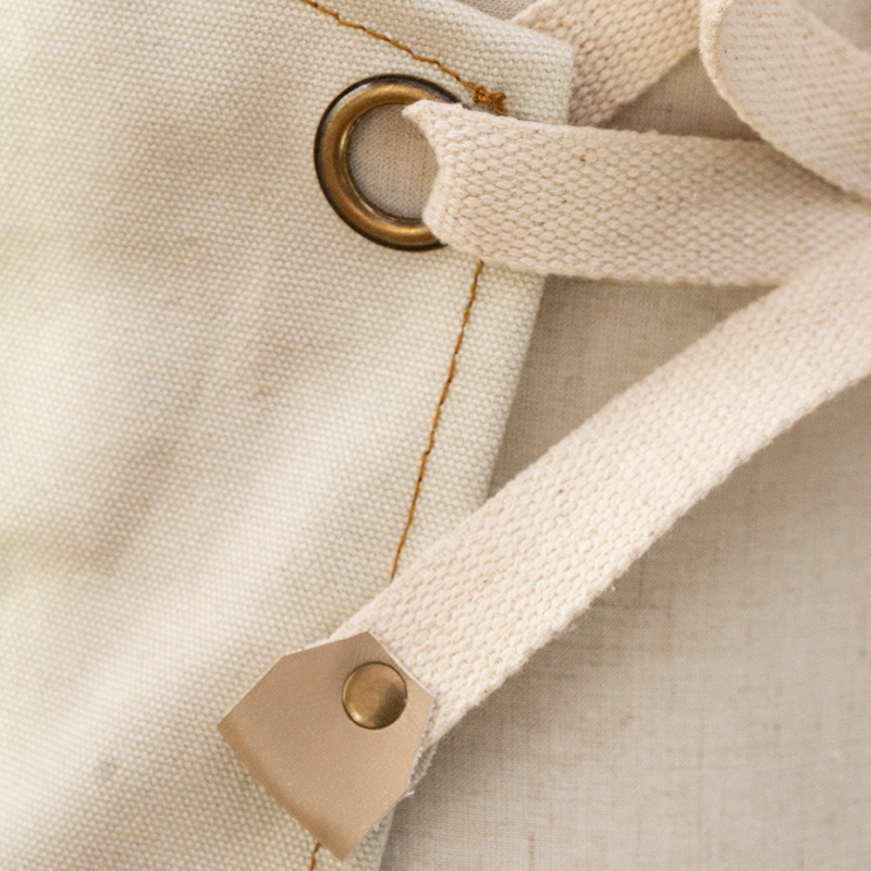 Simple white pu leather stitching kitchen canvas apron