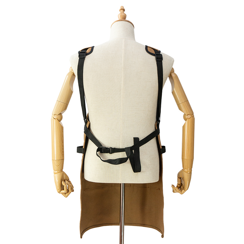 New Design polyester cotton shoulder pad multi-pocket storage tool outdoor waxed canvas apron