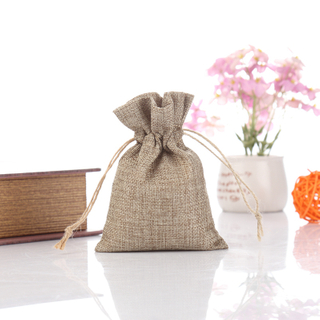 Custom drawstring bag small brown linen bag cotton bag
