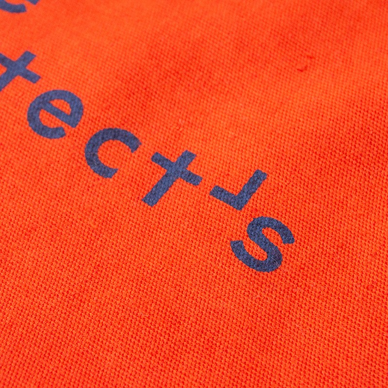 Orange words printed canvas shopping tote bag 