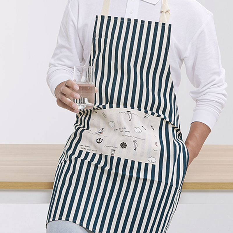 Fashionable cotton and linen striped home kitchen sleeveless adult housework cleaning apron