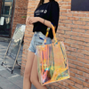 2019 new women's transparent pvc ins jelly bag tote single shoulder diagonal laser package custom