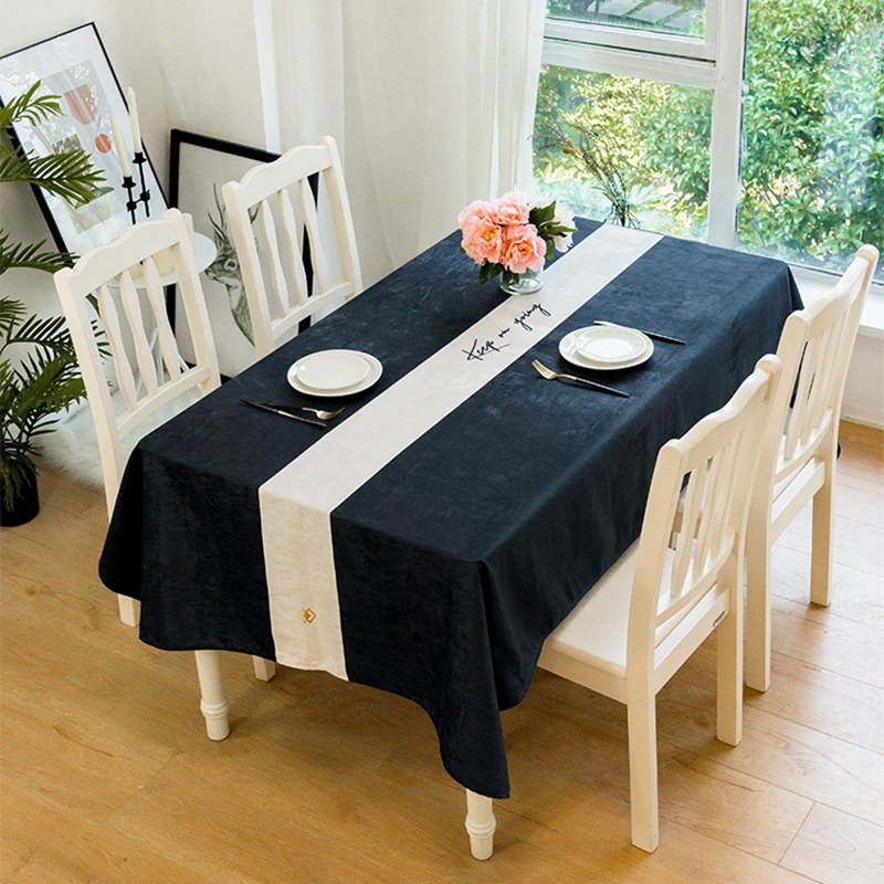 High quality reusable chenille solid color stitching waterproof anti scalding ins rectangular tablecloth