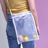 Grid transparent shoulder bag Korean version of the personality tote bag PVC Messenger bag