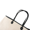 High quality reusable strong and durbale polyester cotton canvas tote shopping bag with leather handle