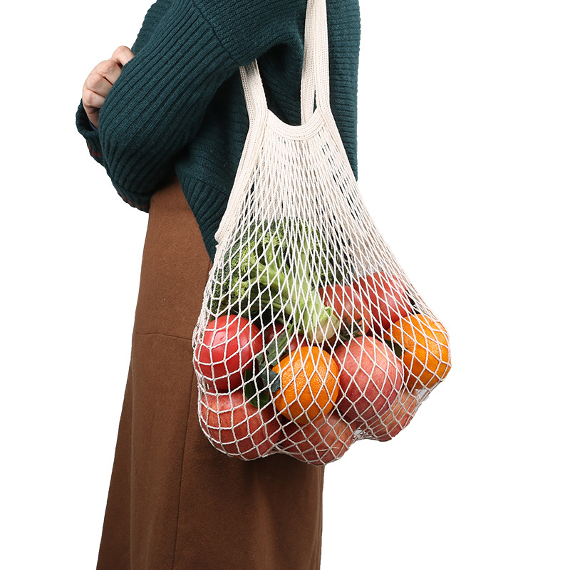 Low price promotion 2-piece set cotton mesh bag cotton mesh produce bag reusable organic cotton mesh bag cotton mesh bag set