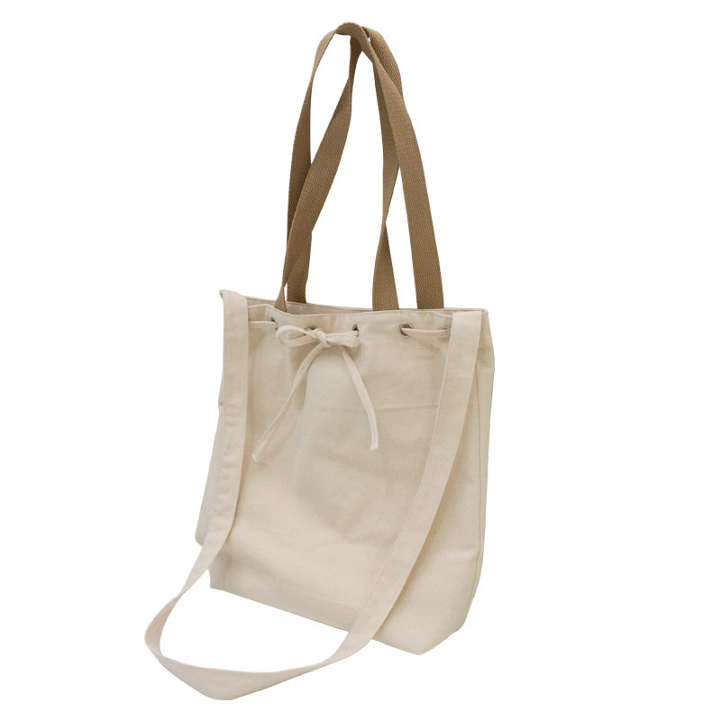 Fashion women lightweight large capacity 100% cotton canvas shoulder bag with drawstring design